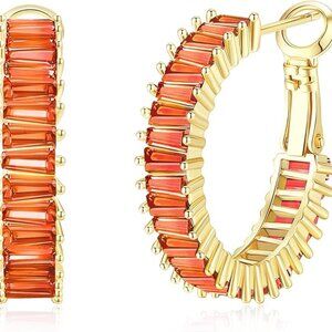 Trendy 14K Gold Plated Hoop Earrings for Women, Chunky Gold/Silver Earrings for